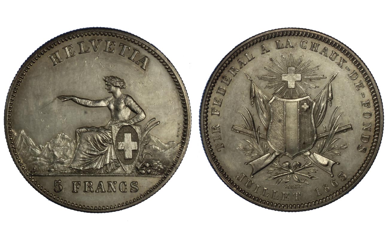 Tiri Federali La Chaux de Fonds - 5 franchi in argento