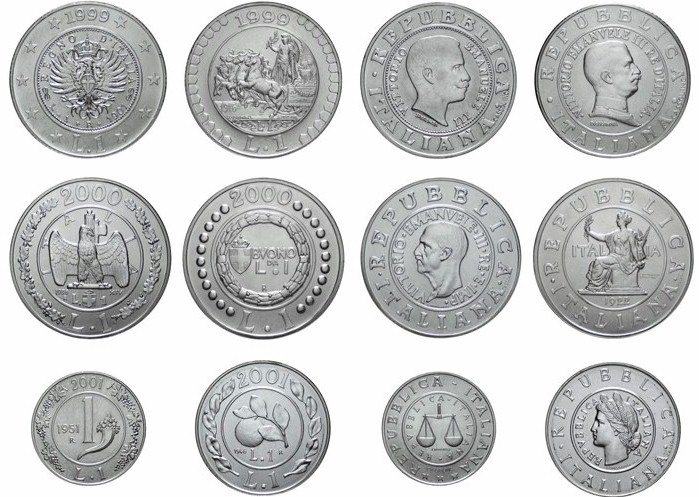 "Storia della Lira" - serie completa di 6 monete in cofanetto