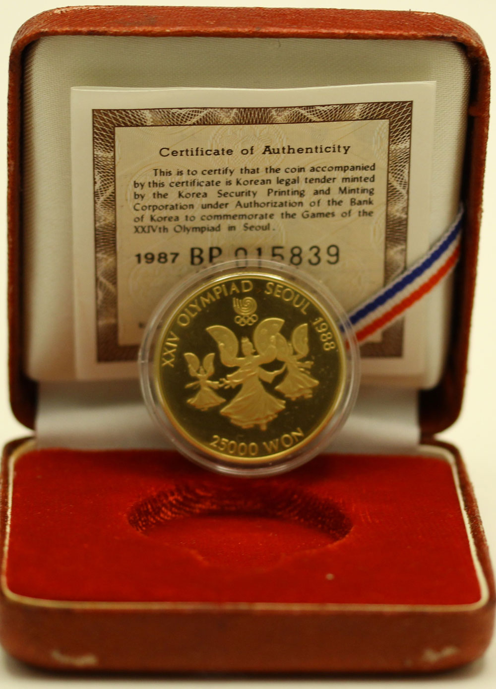 Olimpiadi di Seoul - 25000 Won gr. 16,81 in oro 925/000 - conf. originale
