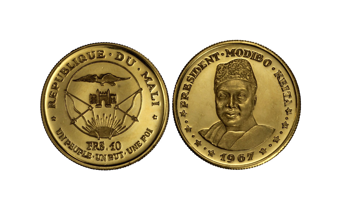 Presidente Modibo Keita - 10 franchi gr. 3,25 in oro 900/