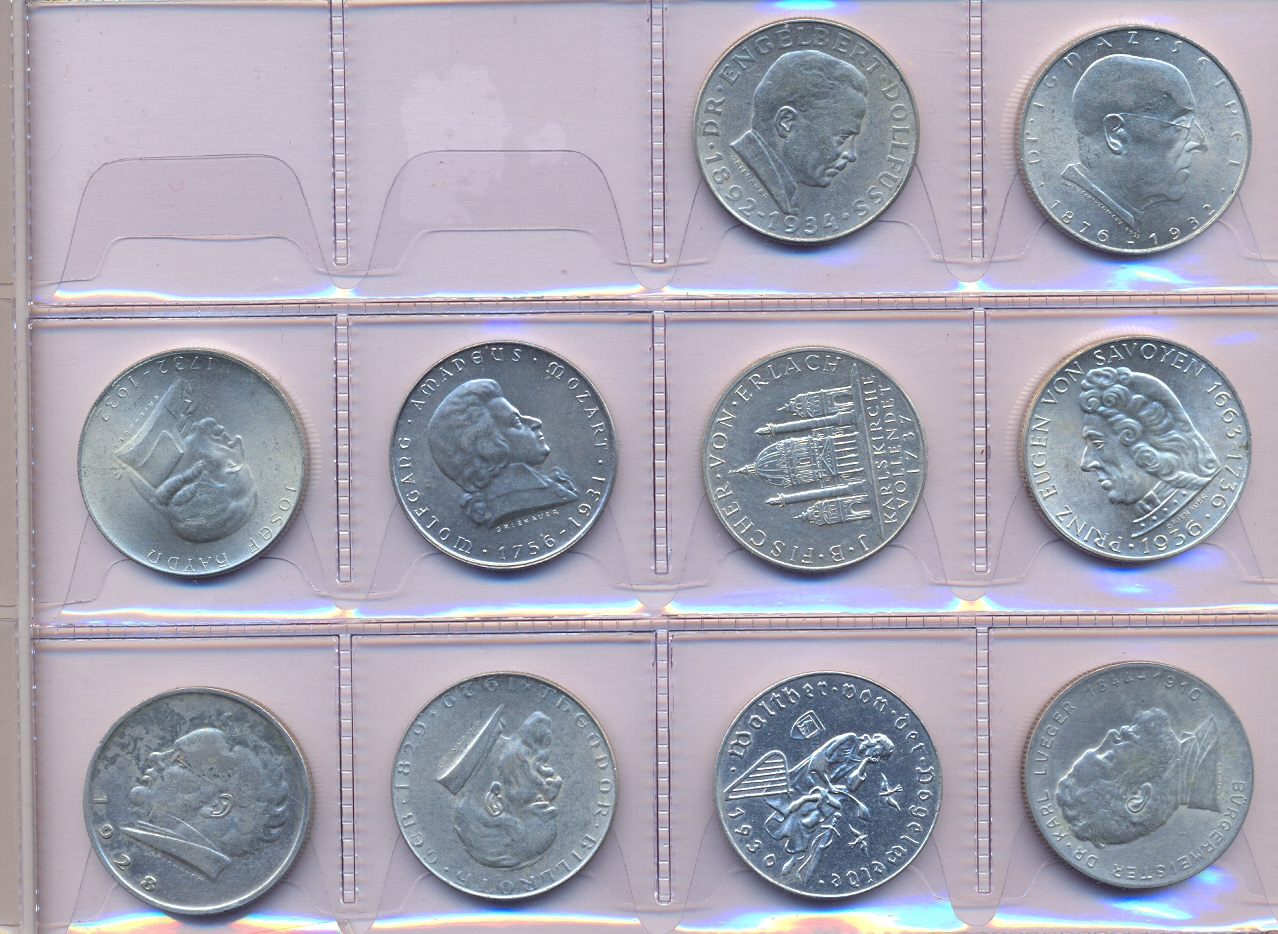 2 scellini di gr. 12,00 in ag. 640/000 - Serie completa di 10 monete
