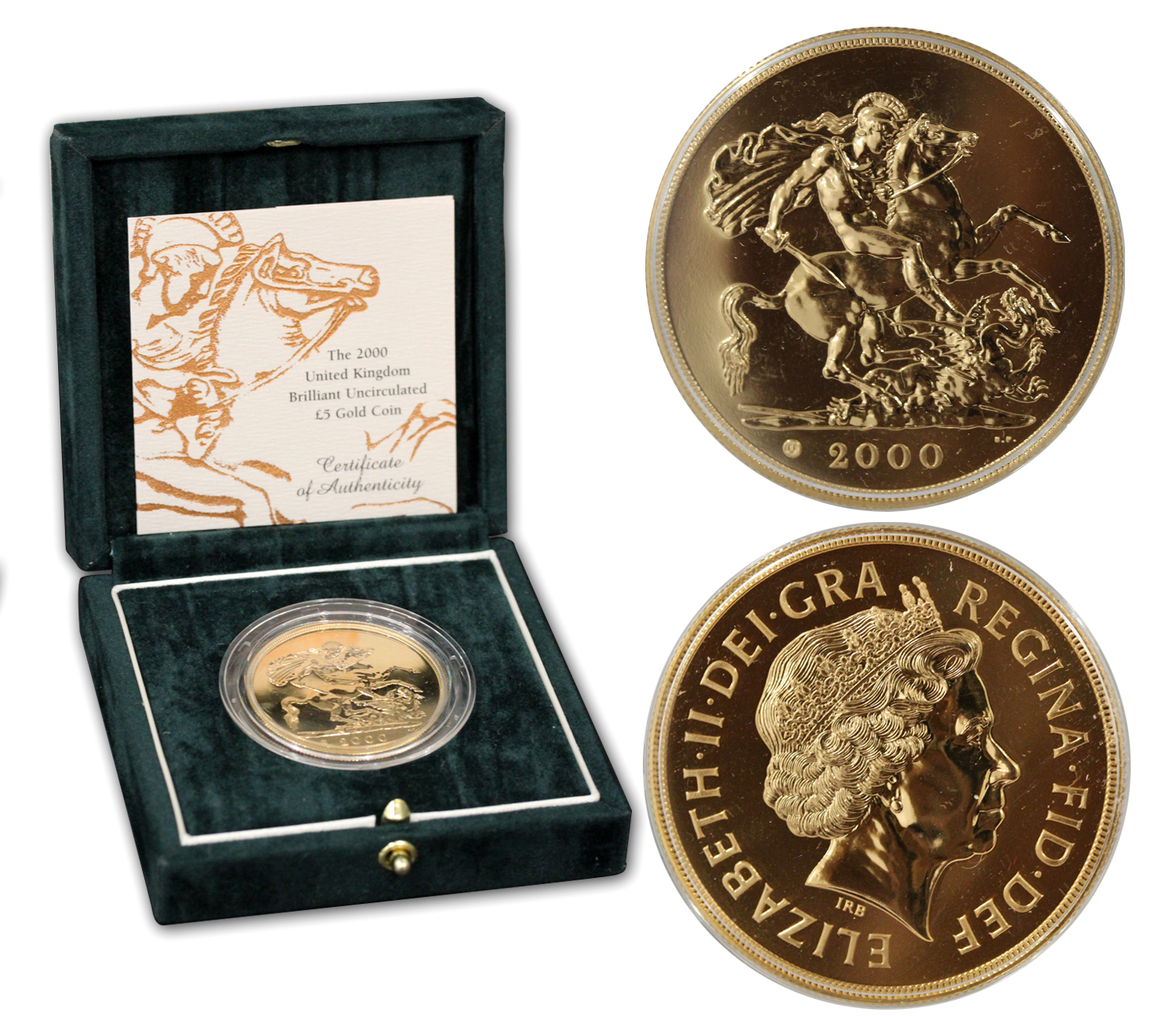Regina Elisabetta - 5 sterline di gr. 39,94 in oro 917/000 in conf. originale