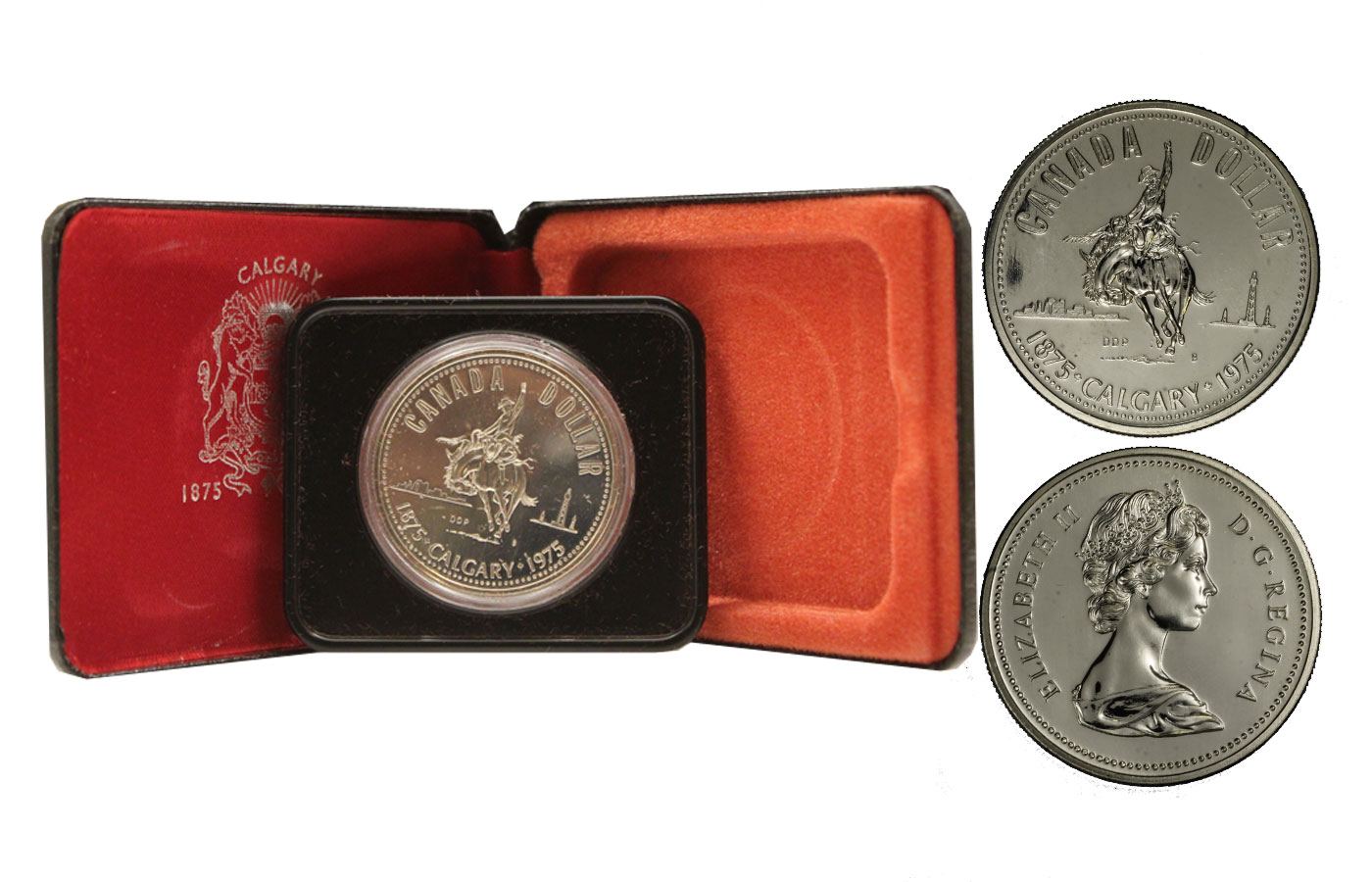 "100 Calgary" - Regina Elisabetta II - Dollaro gr. 23,32 in arg. 500/ - In conf originale