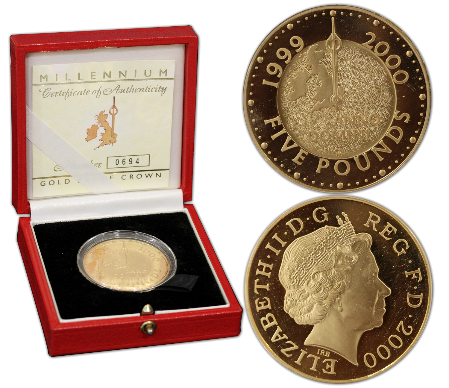 Anno Domini - 5 sterline gr. 39,94 in oro 917/000 - conf. originale