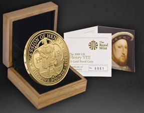 500 Anniversario Incoronazione - Enrico VIII - 5 sterline gr. 39,94 in oro 917/000 (conf. originale) 