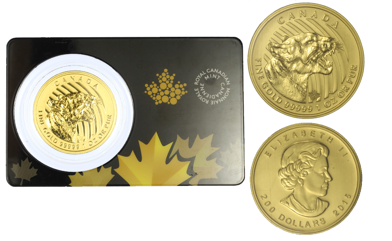 "Natura Selvaggia - Puma" - Regina Elisabetta II - Oncia gr. 31,10 in oro 999/ - In coincard