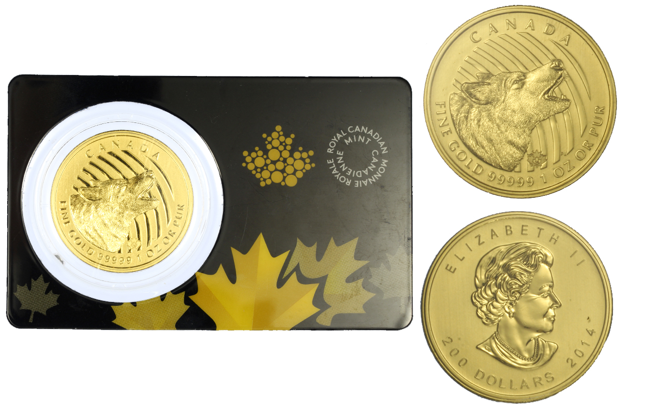 "Natura Selvaggia - Lupo" - Regina Elisabetta II - Oncia gr. 31,10 in oro 999/ - In coicard