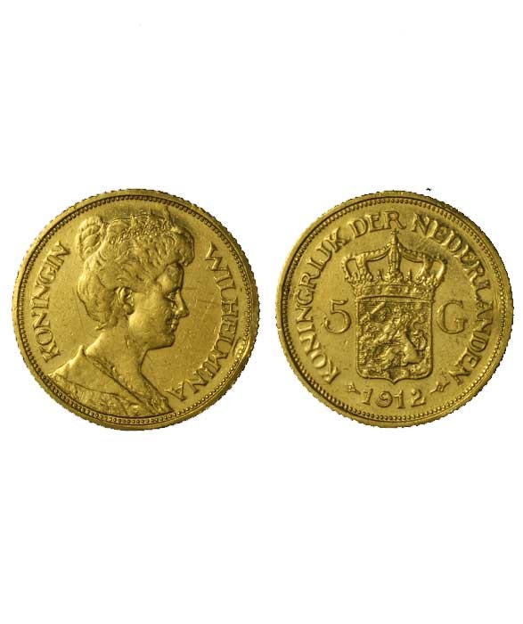 Regina Guglielmina - 5 Gulden gr. 3,36 in oro 900/000