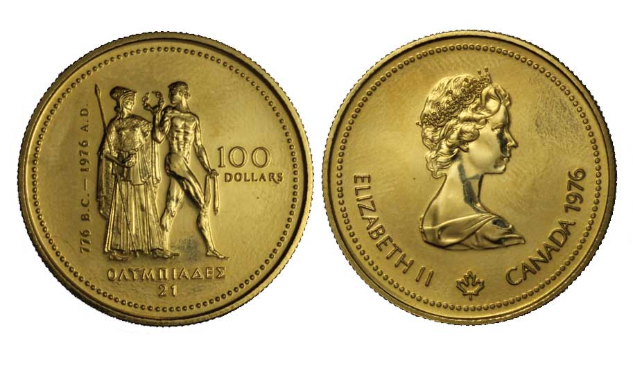 "Olimpiadi di Montreal" - 100 dollari gr. 13,34  in oro 585/000 
