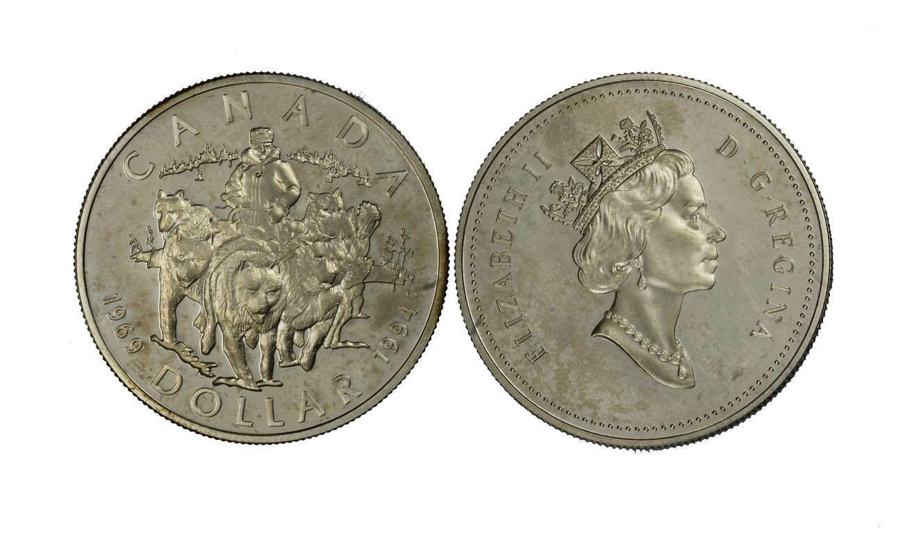 "25 Ultima pattuglia della squadra di cani da slitta" - Regina Elisabetta II - Dollaro gr. 22,17 in arg. 925/ 