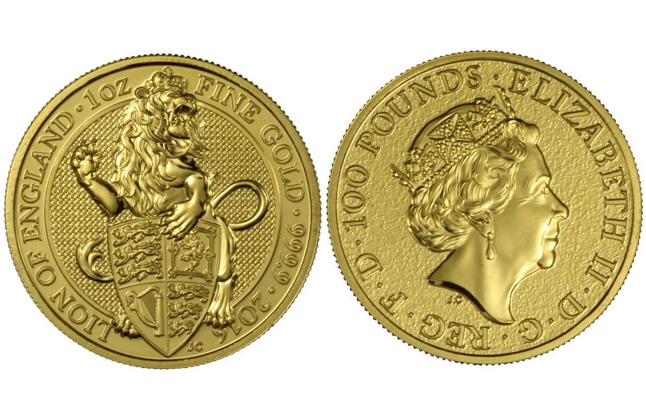 "Queen's beasts: Lion of England" - Regina Elisabetta II - Oncia gr. 31,103 in oro 999/