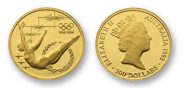 "Centenario delle Olimpiadi" - 200 dollari gr. 16,82 in oro 917/000