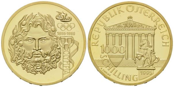 "Olimpiadi" - 1000 scellini gr. 16,97 in oro 916/ 