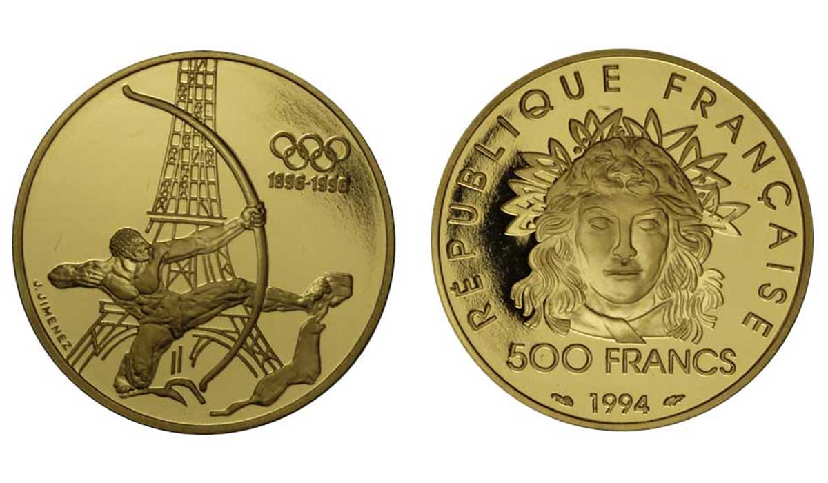 "Olimpiadi" - 500 franchi gr. 16,97 in oro 917/000