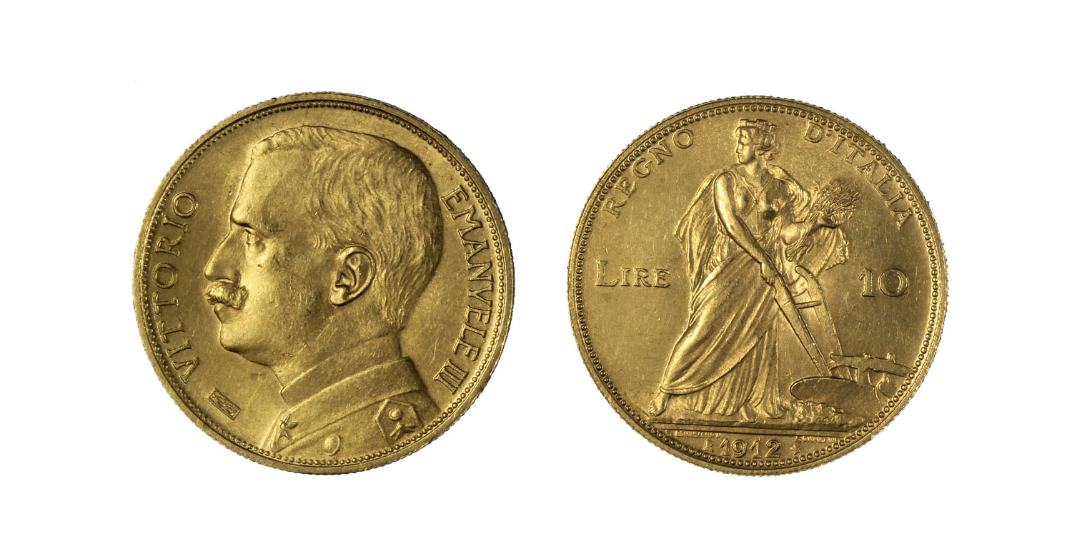 "Aratrice" - 10 lire gr. 3,11 in oro 900/000 