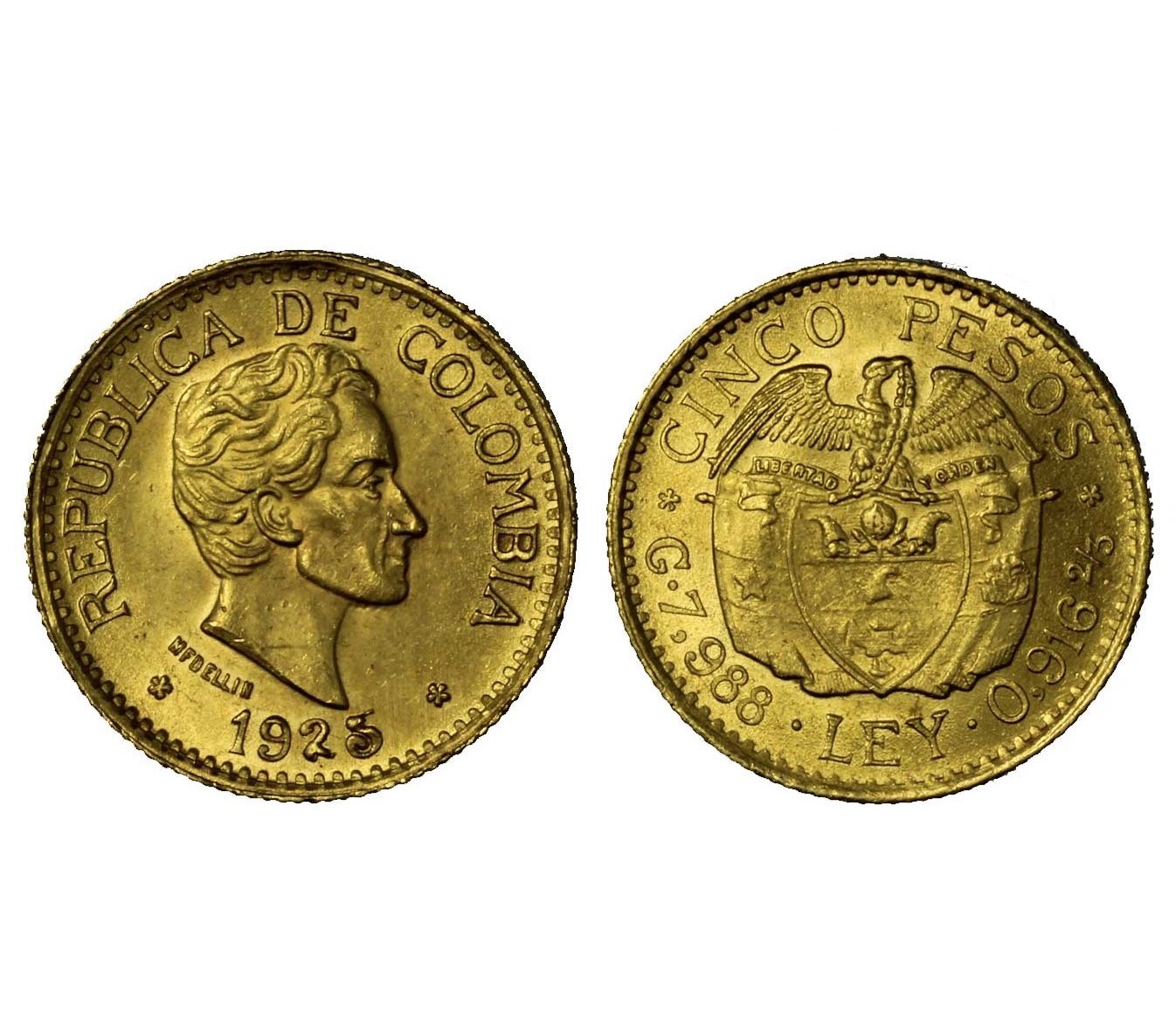 "Repubblica" - 5 pesos gr. 7,98 oro 917/