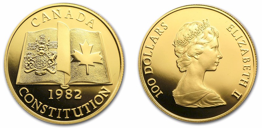"Costituzione" - 100 dollari gr. 16,96 in oro 917/000 - conf. originale