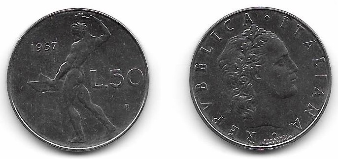 50 lire Vulcano zecca di Roma