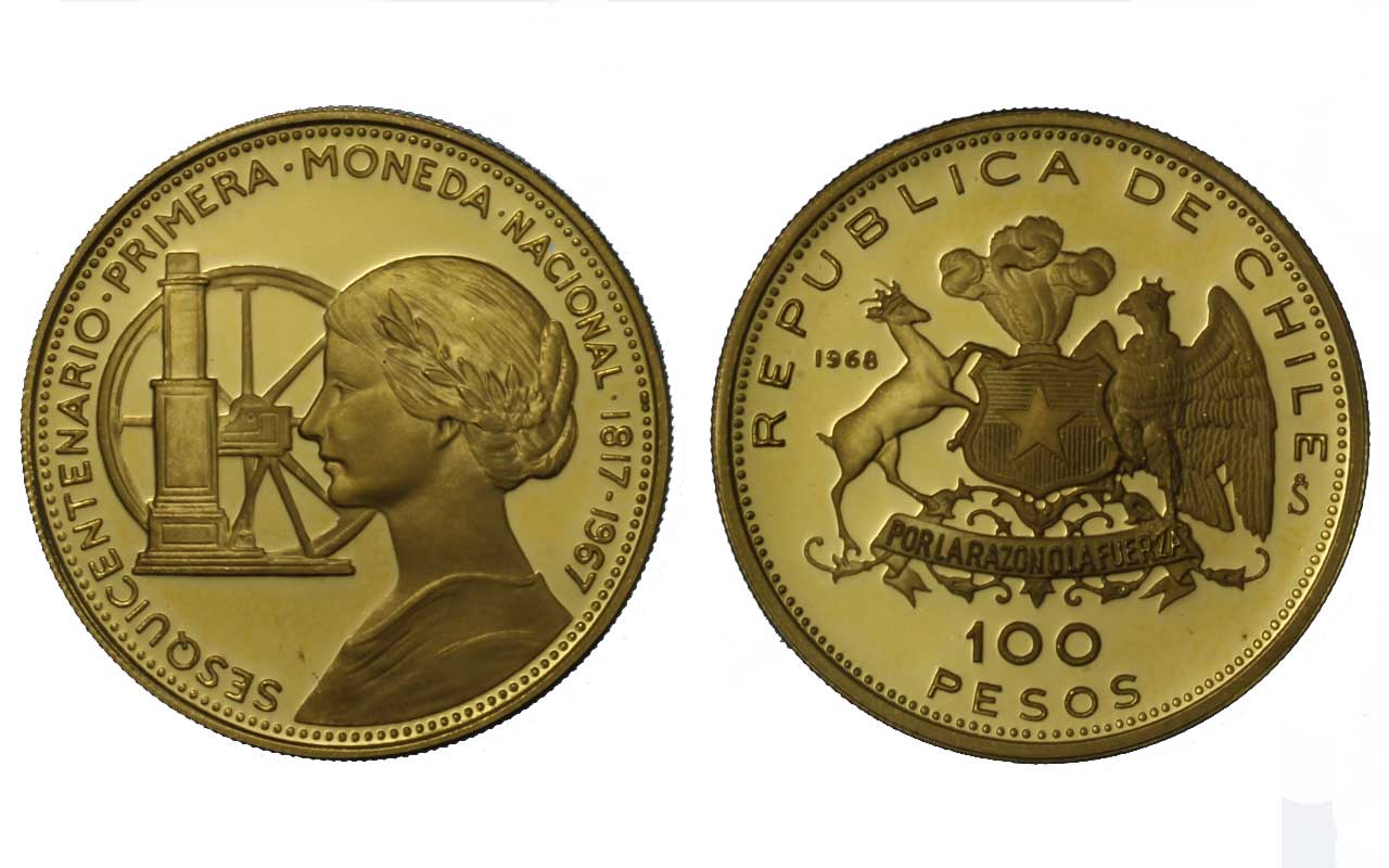 100 pesos gr. 20,33 in oro 900/000 