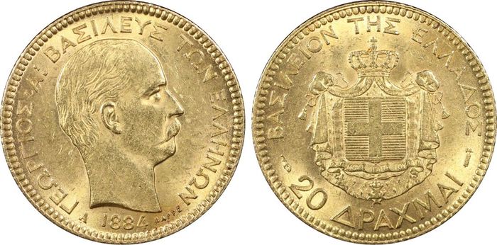 "Giorgio I" - 20 dracme gr. 6,45 in oro 900/