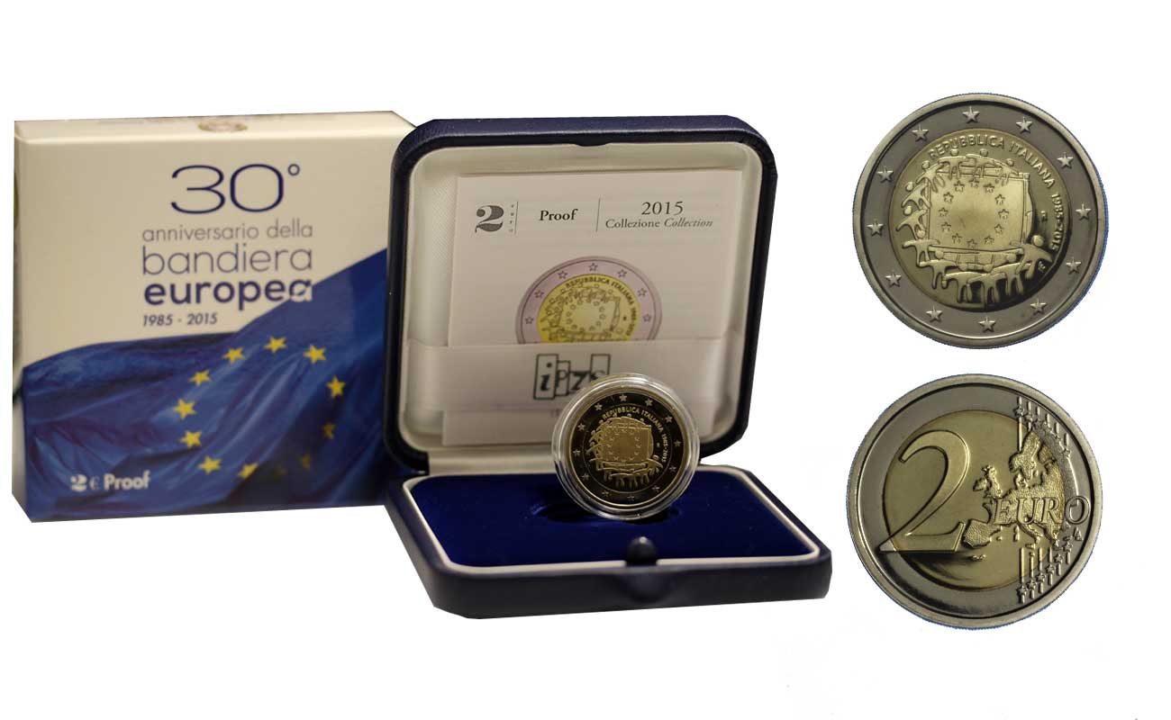 30 Anniversario Bandiera Europea - 2 Euro in confezione ufficiale