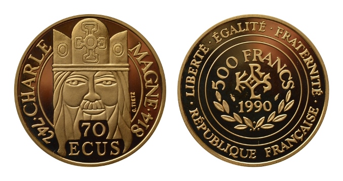 "Carlo Magno" - 500 franchi gr. 17,00 in oro 920/000 - PREZZO SPECIALE!!