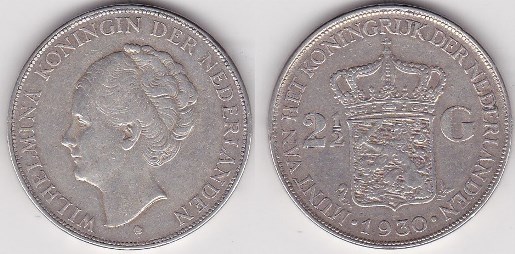 Regina Guglielmina - 2,5 gulden di gr. 25.00 in ag. 720/000 - Lotto di 10 pezzi
