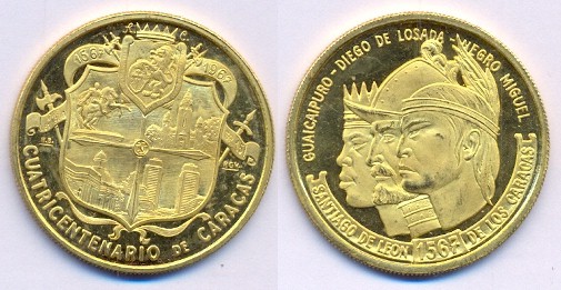 "Guaicapuro-Diego del Losada-Negro Miguel" - Medaglia gr. 15,00 in oro 900/000 