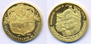 "Guaicapuro-Diego del Losada-Negro Miguel" - Medaglia gr. 3,00 in oro 900/000 