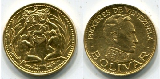 "Bolivar" - Medaglia gr. 4,35 in oro 900/000 