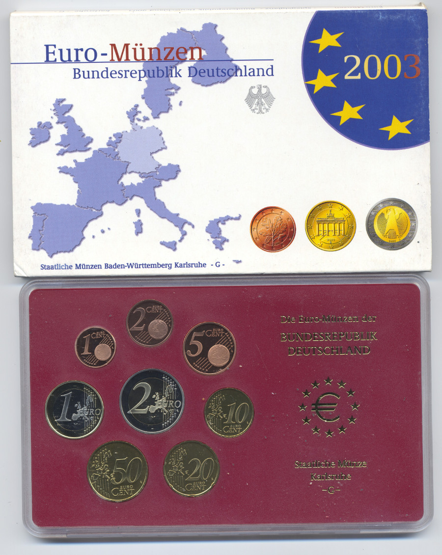 Zecca G Karlsruhe - Serie divisionale di 8 monete - Conf. originale