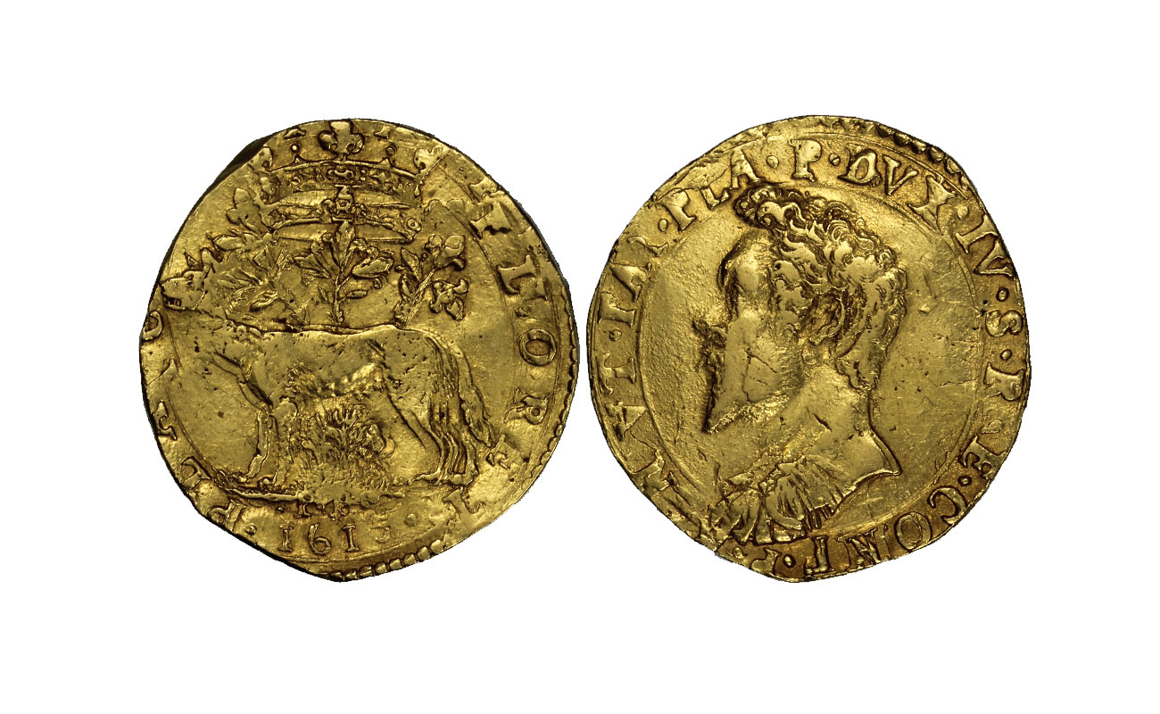 Duca Ranuccio I Farnese - Quadrupla gr. 12,18 in oro 