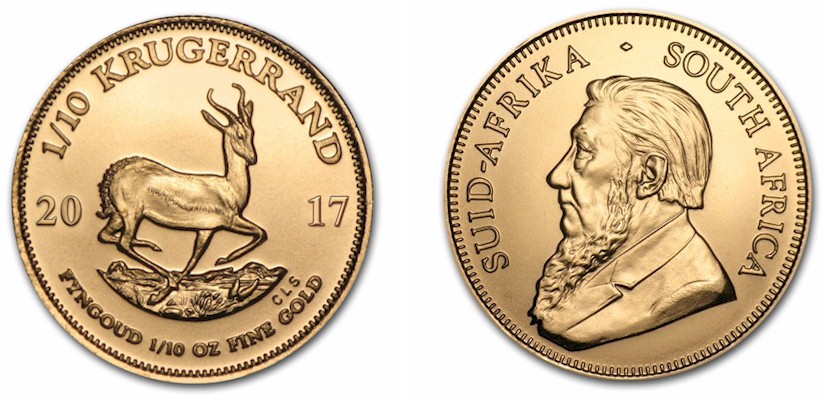 1/10 di Krugerrand gr. 3,39 in oro 917/000