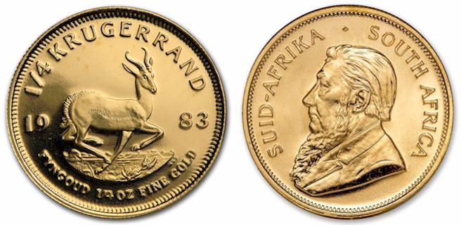 1/4 di Krugerrand gr. 8,48 in oro 917/000