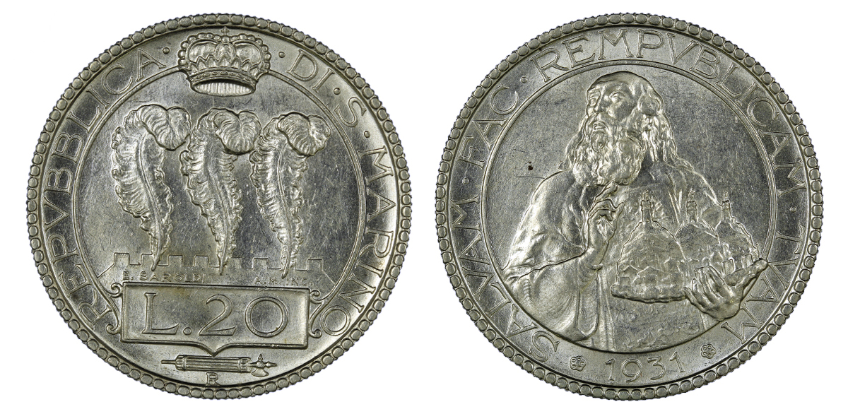 20 lire in argento zecca di Roma 