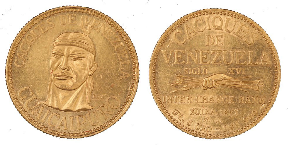 "Guaicapuro" - Caciques gr. 6,00 in oro 900/000 