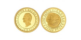 Juan Carlos I - Ano SantoJacobeo - 20.000 pesetas gr. 6,75 in oro 999/000 - cong. originale
