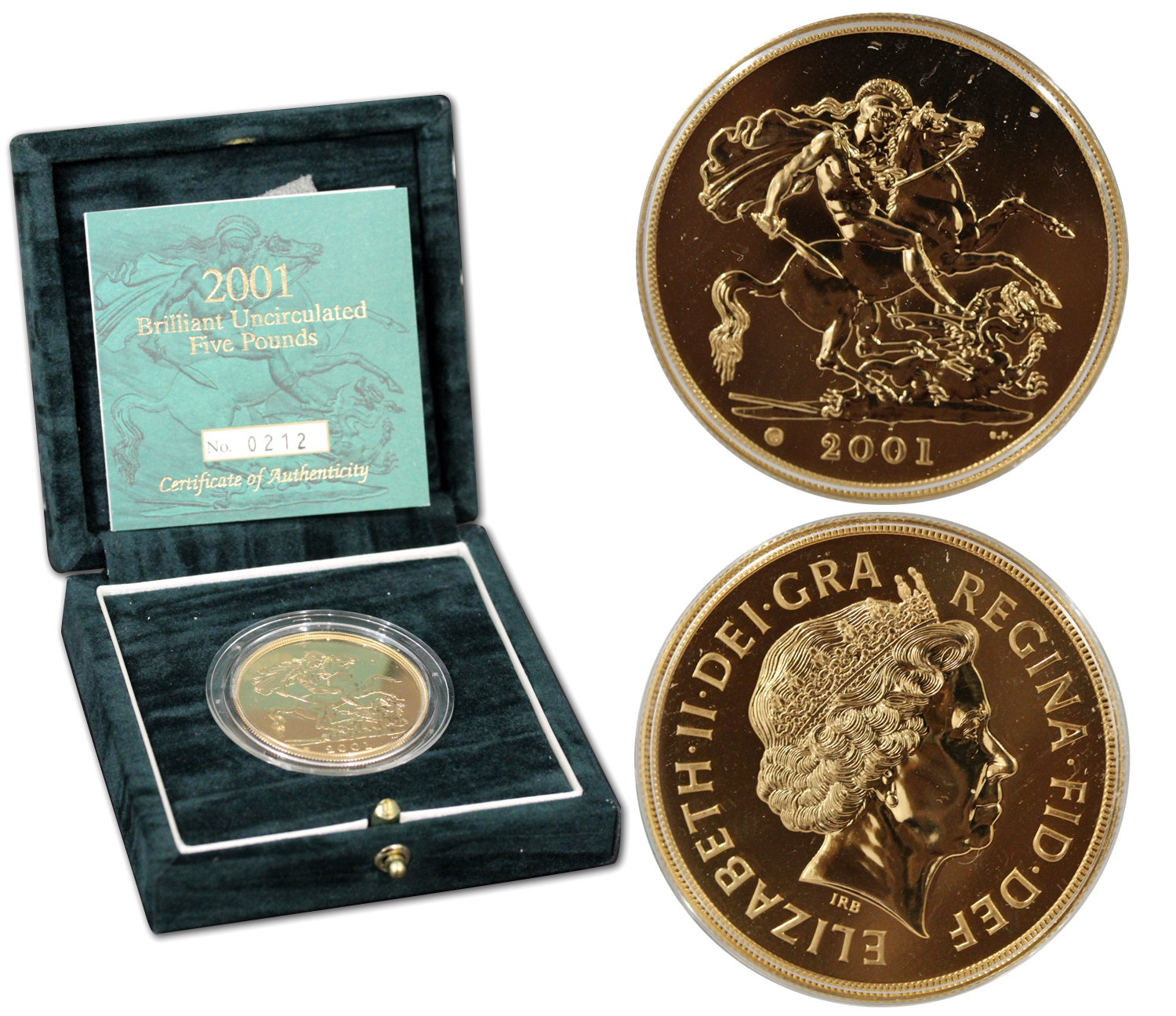 Regina Elisabetta - 5 sterline gr. 39,94 in oro 917/000 - conf. originale 