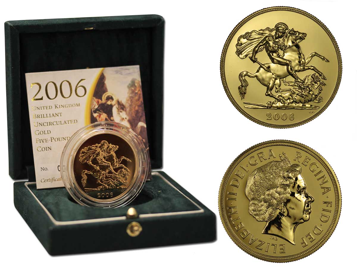 Regina Elisabetta - 5 sterline gr. 39,94 in oro 917/000 - conf. originale