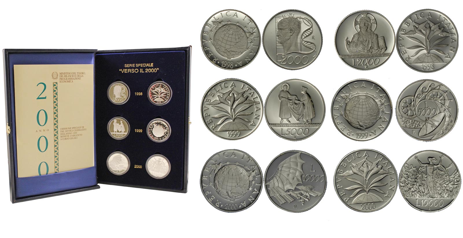 Verso il 2000 - serie completa di 6 monete in cofanetto