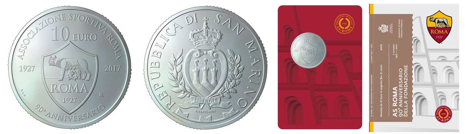 "90 Fondazione AS Roma" - 10 Euro gr. 22,00 in arg. 925/ - In coincard