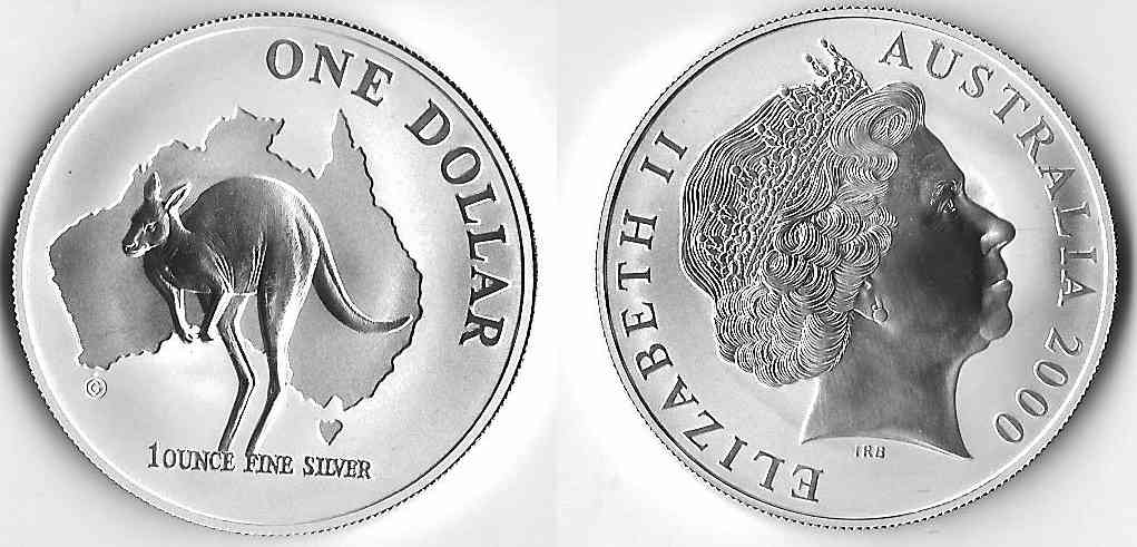 "Canguro" - moneta da 1 dollaro gr. 31,103 (1 oz) in argento 999/°°°