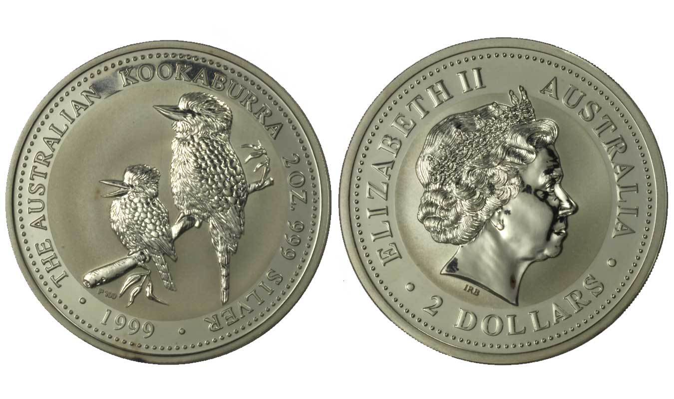 "Kookaburra" - Regina Elisabetta II - 2 Once gr. 62,20 in arg. 999/
