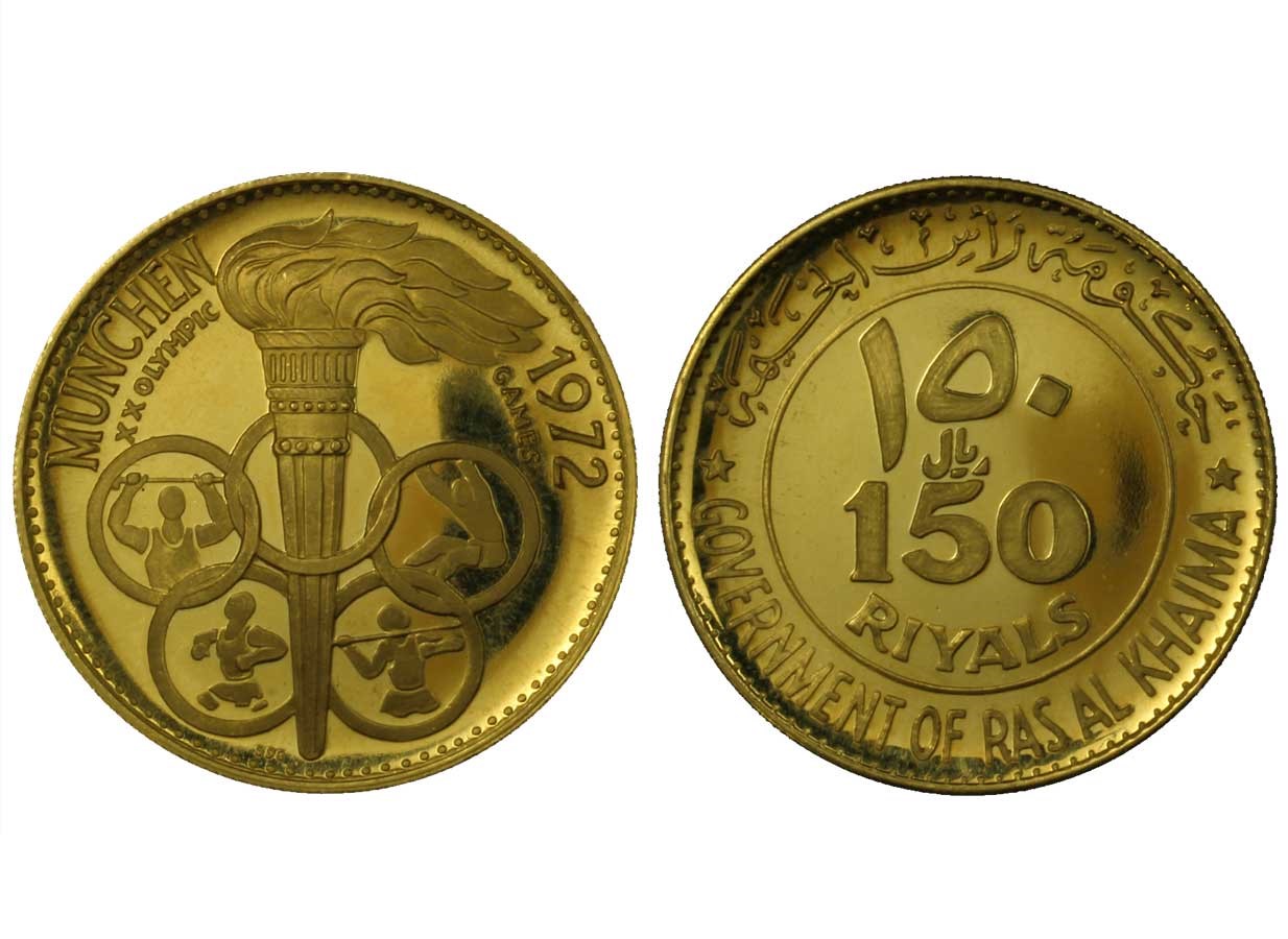150 Riyals - Olimpiadi di Monaco - gr. 31,05 in oro 900/000