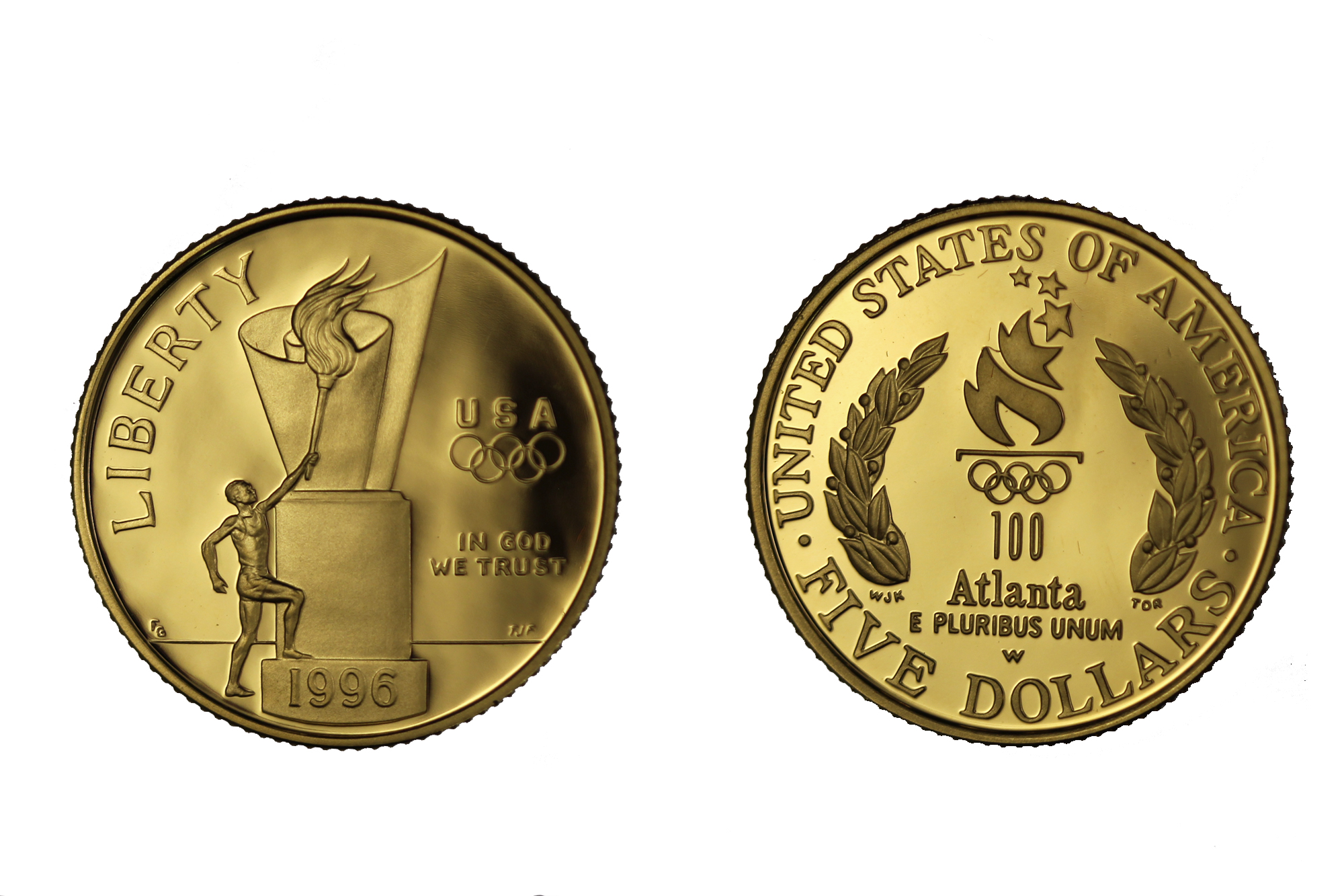 Fiaccola Olimpica - 5 dollari gr. 8,36 in oro 900/000