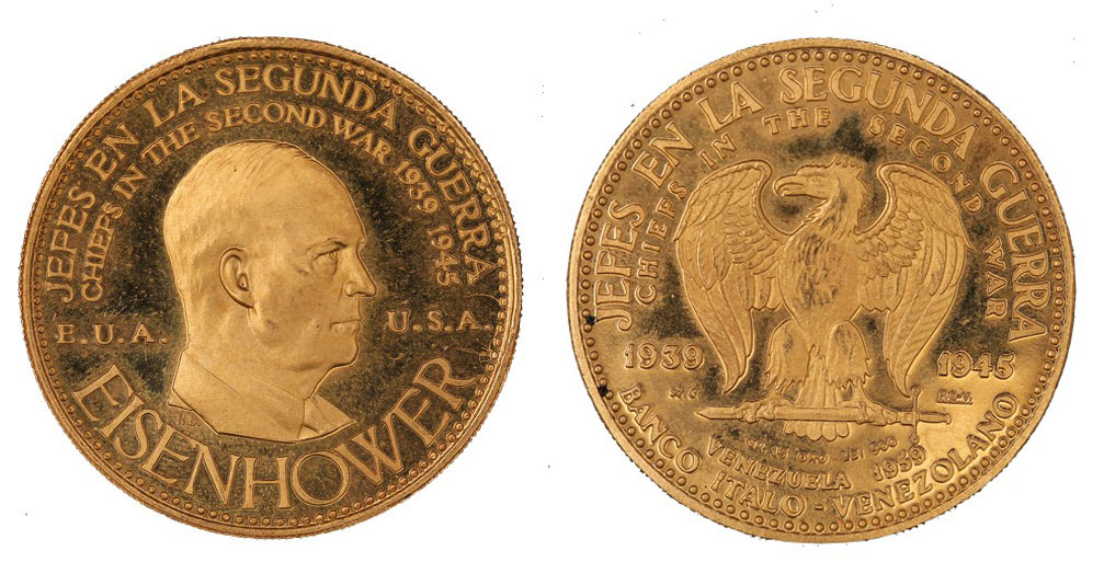 Banco Italo Venezuelano "Eisenhower" - Caciques gr. 15,00  in oro 900/000