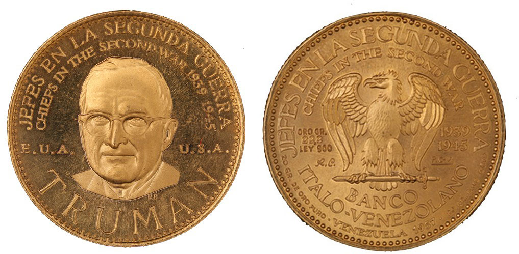 Banco Italo Venezuelano "Truman" - Caciques gr. 22,20 in oro 900/000