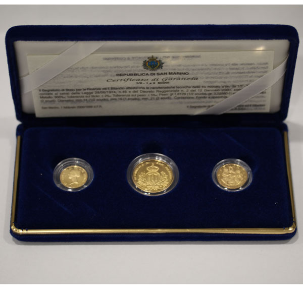 Scudi d'Oro - Serie da 1/2+1+2 scudi gr. 11,28 oro 900/000 - conf. originale