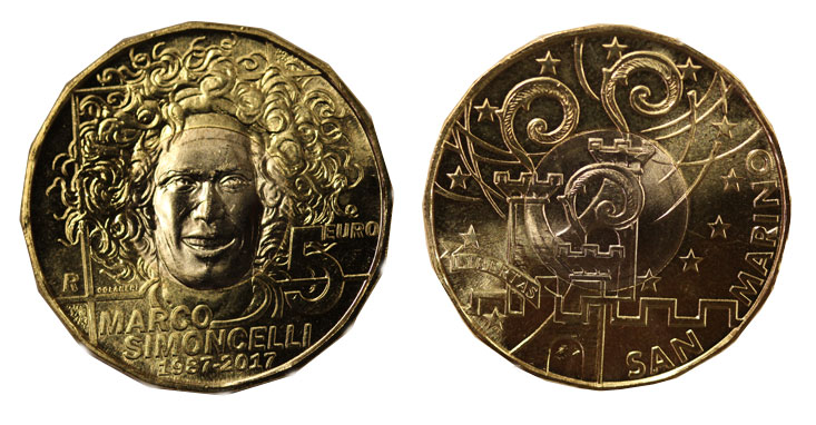 Moneta commemorativa da 5 euro dedicata al "Marco Simoncelli"