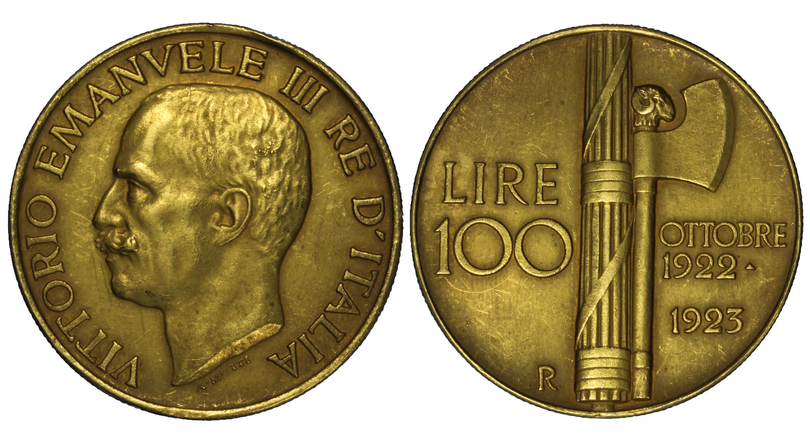 "Marcia su Roma" - 100 Lire gr.32,25 in oro 900/°°°